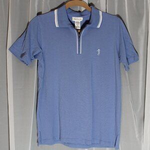 Ladies Blue White Zip Collar Ladies Polo Shirt Golf Small NEW